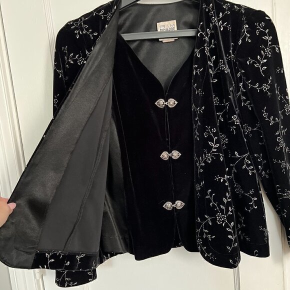Vintage R&M Richards Dark Academia Black Silver Whimsigoth Velvet Top Blazer 6P - Picture 11 of 11